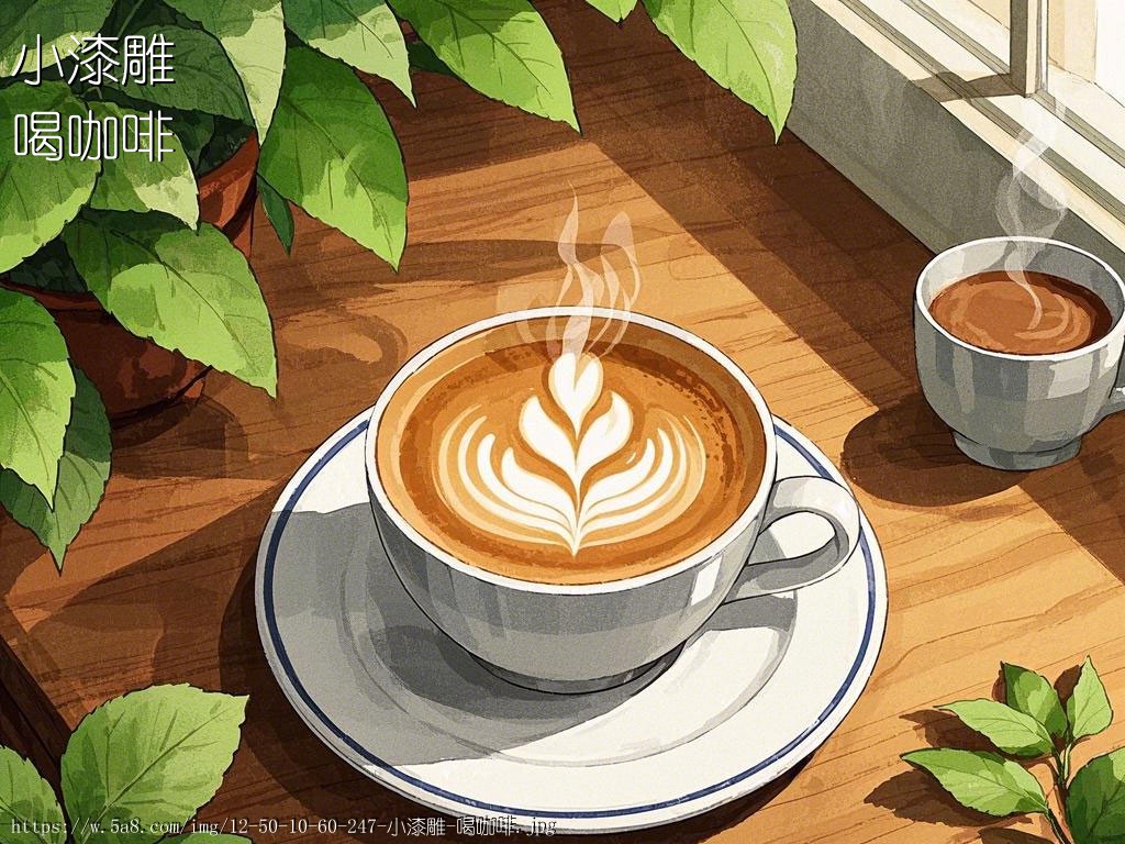 小漆雕喝咖啡搞笑图片
