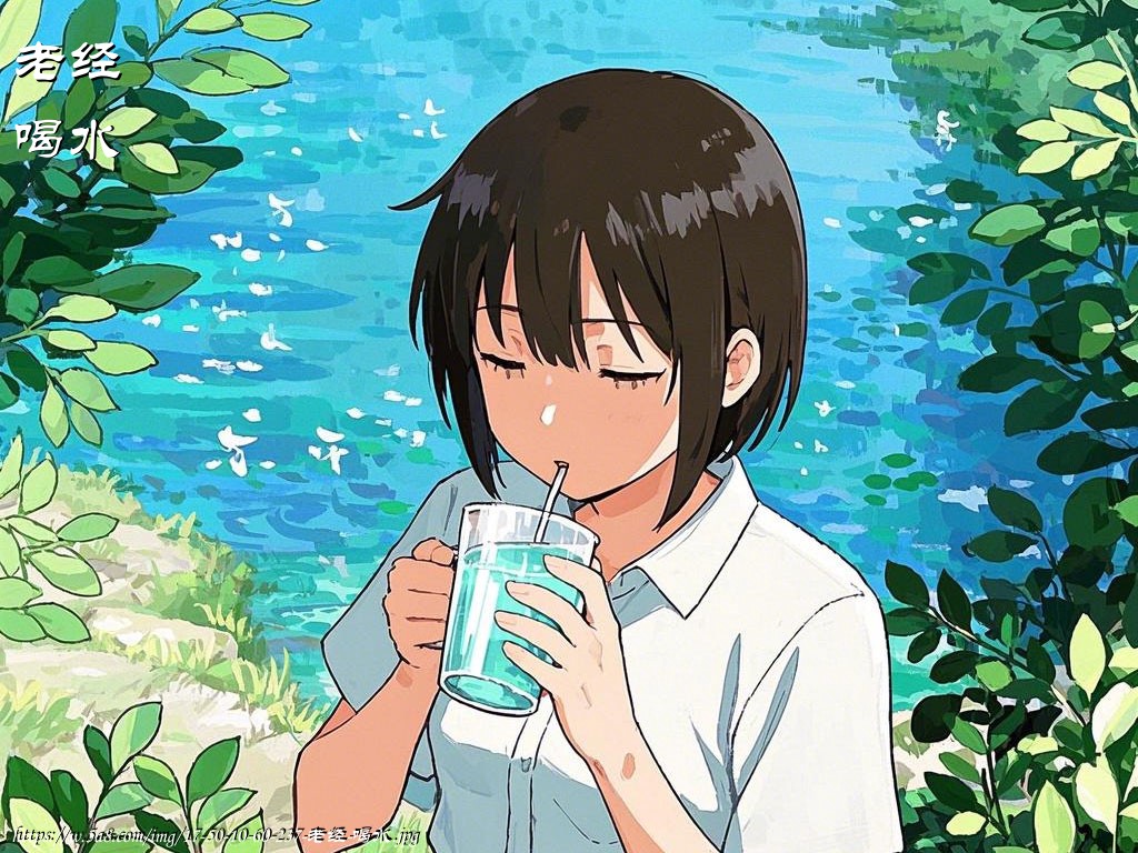 老经喝水搞笑图片